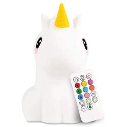 LumiPets LED Unicorn Battery-Operated/USB-Powered Silicone Night Light for Kids with 9 Tap-to-Activate Colors