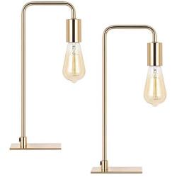 HAITRAL Modern Table Lamps - Bedside Desk Lamps for Bedroom, Living Room, Office, Gold (Witouth Bulb)