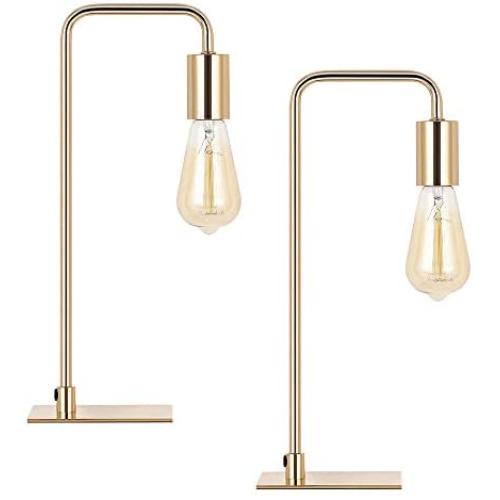 HAITRAL Modern Table Lamps - Bedside Desk Lamps for Bedroom, Living Room, Office, Gold (Witouth Bulb)