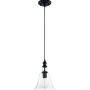 Industrial Vintage Retro Single Light Mini Pendant Light - LITFAD 8.6'' Pendant Lamp Ceiling Light Chandelier with Clear Bell Glass Shade
