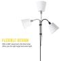 CO-Z Floor Task Lamp with Gooseneck Adjustable, Modern Standing Reading Lamps with White Fabric Shade, 64 Black Floor Lamp for Living Room Bedroom Reading Office Farmhouse Dorm.