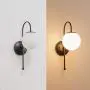 Loclgpm Modern Industrial Wall Sconce, Black Metal 1 Light Wall Lighting with Milk White Globe Glass Shade, Flush Mount Wall Lamp for Bedroom, Bathroom, Hallway, Living Room