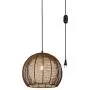 ANYE 15ft Black Plug-in UL On/Off Dimmer Switch Cord Retro Style E26 Lamp Holder Brown Rattan Hollow Double Lampshade Pendant Light for Dining Room Cafe Restaurant Bulbs Not Included