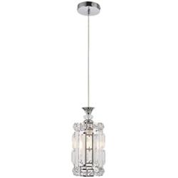 KRASTY Modern Adjustable Chrome Chandelier Ceiling Pendant Lighting Fixture Mini Brushed Nickle Crystal Pendant Light, Hanging Light for Kitchen Island Dining Room Living Room Bedroom