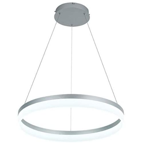 LED Modern Chandelier 1-Ring Circular Pendant Light Flush Mount Pendant Lighting for Living Room Dining Room, 6000k, Silver, by ROYAL PEARL