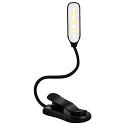 BekaTech Rechargeable Book Light, 7 LED Reading Light with 9-Level Warm Cool White Daylight, Flexible Easy Clip On Reading Lamp, Eye Protection, Soft Table Light for Night Reading in Bed (Black)