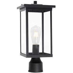 TODOLUZ Outdoor 1-Light Post Light Fixture in Black Finish, Outdoor Post Lantern with Clear Glass for Patio Garden Walkway
