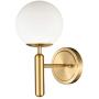 EUL Mid-Century Bedroom Sconce Globe Vanity Wall Light in Brass Finish