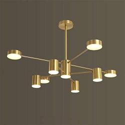 Hsyile KU300242 Modern Style Indoor Chandelier Light Fixtures,for Dining Room,Living Room,Kitchen,Office,Café,Restaurant,with Light Source - Brass Finish