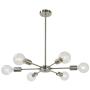 MELUCEE Modern Sputnik Chandelier Lighting 6 Lights Brushed Nickel Semi Flush Mount Ceiling Light Mid Century Modern Pendant Light for Living Room Bedroom Foyer Dining Room