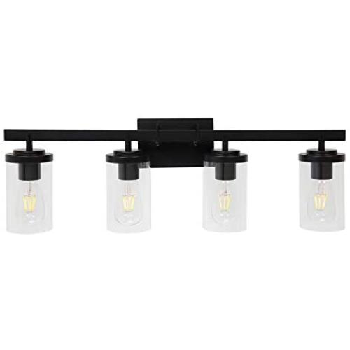 BONLICHT Bathroom Vanity Light Fixture 4 Light Black Sconces Wall Lighting Modern Industrial Indoor Wall Mounted Lamp, Farmhouse Style Bath Wall Light for Kitchen Hallway Bedroom Porch Living Room