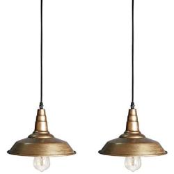 2 Pack Gold Rustic Hanging Pendant Light Industrial Brass Barn Ceiling Light Fixtures Kitchen Farmhouse Dining Room Warehouse Lighting