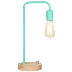 Minimalist Table Lamp, Dimmable Nightstand Desk Lamp, Bedside Lamp Industrial Style with Wood Base (Mint Green)