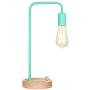 Minimalist Table Lamp, Dimmable Nightstand Desk Lamp, Bedside Lamp Industrial Style with Wood Base (Mint Green)