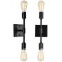 2 Pack Wall Sconce Minimalist Vanity Lighting, Black Industrial Metal Wall Mount Lamp, Mirror Front Wall Decor Light Fixture Modern Minimalist Style for Kitchen Bedroom Mirror Cabinet Dressing Table