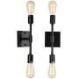 2 Pack Wall Sconce Minimalist Vanity Lighting, Black Industrial Metal Wall Mount Lamp, Mirror Front Wall Decor Light Fixture Modern Minimalist Style for Kitchen Bedroom Mirror Cabinet Dressing Table