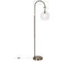 Henn&Hart Arc Brass Floor Lamp with Clear Glass Shade for Living Room / Office / Bedside, Gold