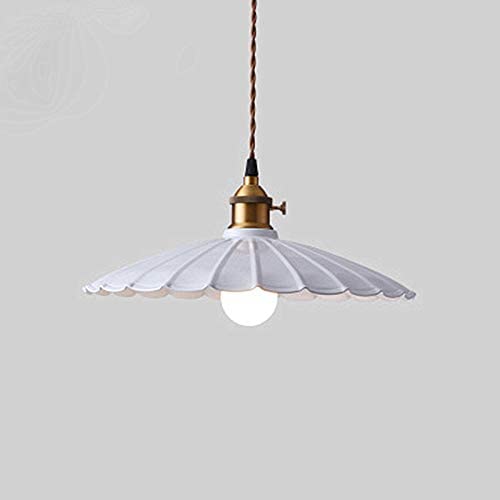 LAKIQ Colorful Indoor Single Pendant Light Lovely Scalloped Shade Mini Hanging Ceiling Lighting Metal Lights Pool Table Hanging Light for Kitchen Island Dining Room Bar Restaurant (White, 12)