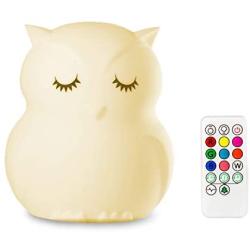 Mothermed Owl Night Light for Kids Baby Silcone Night Light LED Nursery Lamp Dimmable Baby Night Light with Touch Sensor Remote Control Rechargeable 9 Colors Change Night Light for Children