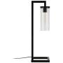 Henn&Hart TL0137 Modern Industrial Bedside Shade in Contemporary Blackened Bronze for Bedroom, Living Room, Office Table Lamp, Black/Seeded Glass