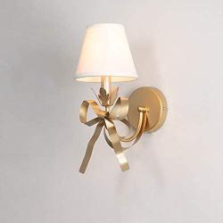 SHAOYH American Wall Lamp Bedside Wall Light Vintage Light Luxury Wall Lamp Living Room Wall Princess Bedroom Lamp Nordic Ins Little Girl Creative Bow Childrens Room Lamp Reading Light