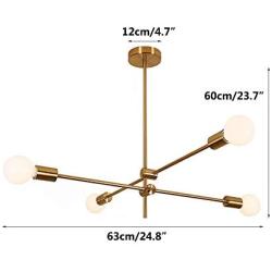 Modo Lighting Sputnik Chandelier 4-Light Golden Pendant Lighting Mid-Century Modern Ceiling Light Fixture for Kitchen Dining Room Living Room (4-Lights)