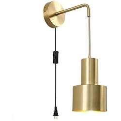 QJY Wall Lights LED Plug in Set of Shade Pin Up Retro Industrial Wall-Mounted for Bedroom Living Room Reading - Adjustable Pendant lamp (Color : Gold)