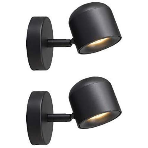 2 Packs Aisilan Modern Adjustable Surface Mounted Wall lamp Fixture Black LED Warm White Ceiling Spot Accent Light for Hallway Gallery Display Bedside Bedroom 7W 3000K BD22B7W3Kx2