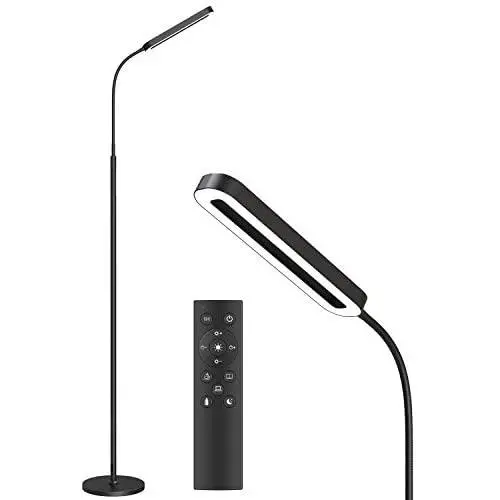 Soarz LED Floor Lamp with 4 Color Temperatures and Stepless Dimmer, Adjustable Goose Neck Standing Lamp with Touch Control and Remote Control for Living Room, Bedroom and Office, Black Soarz LED Floor Lamp with 4 Color Temperatures and Stepless Dimmer, Adjustable Goose Neck Standing Lamp with Touch Control and Remote Control for Living Room, Bedroom and Office, Black
