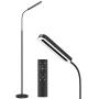 Soarz LED Floor Lamp with 4 Color Temperatures and Stepless Dimmer, Adjustable Goose Neck Standing Lamp with Touch Control and Remote Control for Living Room, Bedroom and Office, Black