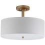 Safavieh LIT4192B Collection Clara 3 Chrome 16'' Semi Drum Flush Light, Gold