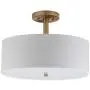 Safavieh LIT4192B Collection Clara 3 Chrome 16'' Semi Drum Flush Light, Gold