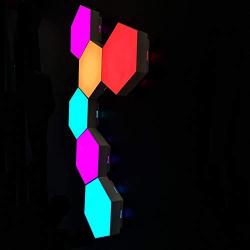 ODISTAR Hexagon Wall Light,Smart Wall Lights APP Control DIY Geometric Modular Assembled RGB led Colorful Light with USB-Power,Used in Bedroom,Living Room Decoration (6-Pack)