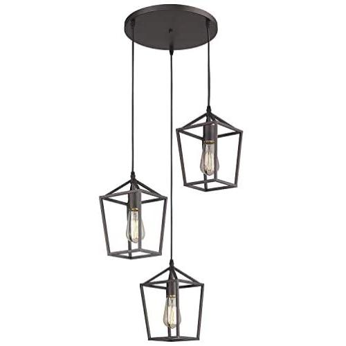 Emliviar 3-Light Pendant Lighting, Cluster Pendant Hanging Light for Kitchen Dining Room, Oil Rubbed Bronze Finish, 20065D-3 ORB