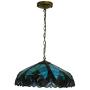 LITFAD LED Pendant Lighting 4 Light Dome Pendant Light Tiffany Victorian Stained Glass Drop Light Ceiling Hanging Light for Restaurant Living Room Bedroom Hotel - Blue