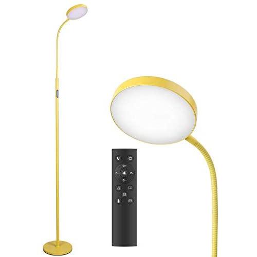 Floor Lamp, Joofo Led Floor Lamp, Remote and Touch Control, 1 Hour Timer Reading Standing Lamp, 4 Color Temperatures with Stepless Dimmer Floor Lamp for Living Room Bedroom Office, Yellow