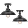 HMVPL Semi Flush Mount Ceiling Lights, Farmhouse Close to Ceiling Lamp Metal Black Pendant Lighting Fixture Industrial Edison Light for Kitchen Island Dining Room Foyer Hallway Entryway (Set of 2)