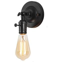 HAITRAL Swing Arm Wall Sconce- Rustic Industrial Wall Lamp with Adjustable Angle, Black Wall Sconce Lighting for Bedside, Farmhouse, Hallway, Kitchen, Bedroom, Store, Office (Bulb is Not Included)