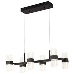 Modern Kitchen Island Light LED Chandelier Contemporary 6-Pendant Lighting 50W 4000lm Adjustable Hanging Ceiling Light for Living Room Foyer Hallway Bar Dining Room, 4000K Nature White, Matte Black