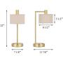 XiNBEi Lighting Table Lamp USB Desk Lamp with Fabric Shade, Modern Bedside Iron Lamp Satin Brass Finish for Bedroom Living Room & Office XB-TL1230-SB