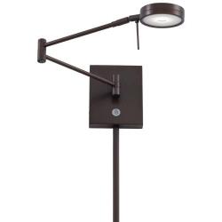 George Kovacs P4308-647 Georges Reading Room Swing Arm Wall Sconce Light with Z05 LED Bulb, Copper Bronze Patina