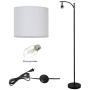 HUESLITE Industrial Standing Lamps for Living Room, Retro Farmhouse Arc Floor Lamp for Bedroom Reading (Black)