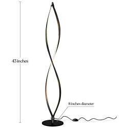 Brightech Twist - Modern LED Spiral Floor Lamp for Living Room Bright Lighting - Built in Dimmer for Bedroom Ambience Or TV Soft Light - Futuristic Indoor Pole Lamp for Offices - Black