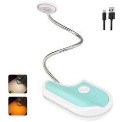 BIGMONAT Rechargeable Book Reading Light Dimmable Bookmark Light,Small Amber Reading Light for Kids in Bed,Portable LED Book Night Light with Rotary Light Neck,Clip on Reading Light in Bed (White)