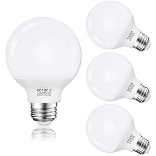 G25 LED Vanity Light Bulb 2700K Warm White,Cotanic Globe Light Bulbs for Bathroom Vanity Mirror 500LM,E26 Screw Base 5W 60W Incandescent Equivalent,Non-dimmable,Pack of 4