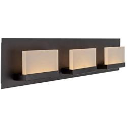 Kira Home Everett 24'' Modern 3-Light 19W Integrated LED (180W eq.) Bathroom/Vanity Light, Rectangular Acrylic Lenses, Energy Efficient, Eco-Friendly, 3000k Warm White Light, Oil Rubbed Bronze Finish