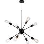 Sputnik Light Fixture 8 Light Modern Mid Century Pendant Light Vintage Chandelier for Living Room, Dining Room, Kitchen, Loft, Farmhouse - Black
