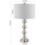 WINGBO 28 Inches Elegant Table Lamps Set of 2, Modern Bedside Light for Living Room Bedroom Accent, Modern Stacked Ball Body and White Linen Tapered Drum Shades