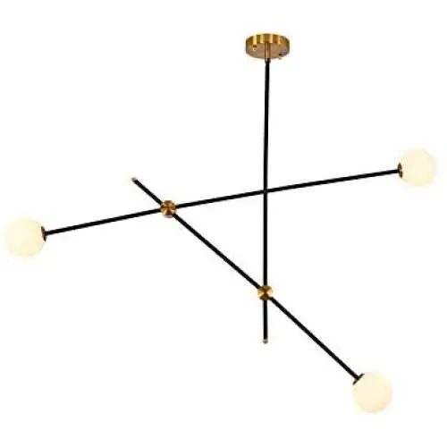 Miduxiy Sputnik Chandelier 3 Lights Mid-Century Black Pendant Lighting Modern Hanging Light Fixtures for Bedroom Kitchen Dining Room Living Room