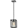 SYDTOP Modern Clear Crackle Glass Pendant Light with Chain Black Industrial Metal Hanging Light Fixture Rustic Mini Cage Pendant Lighting for Kitchen Island Sink Dining Room Counter Bar Farmhouse